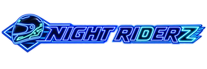 Logo Night RiderZ en néon bleu avec casque de moto